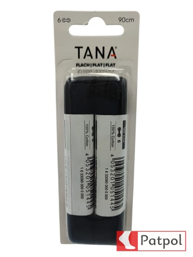 Sznurowadła TANA płaskie bawełniane 90 cm - czarne #1