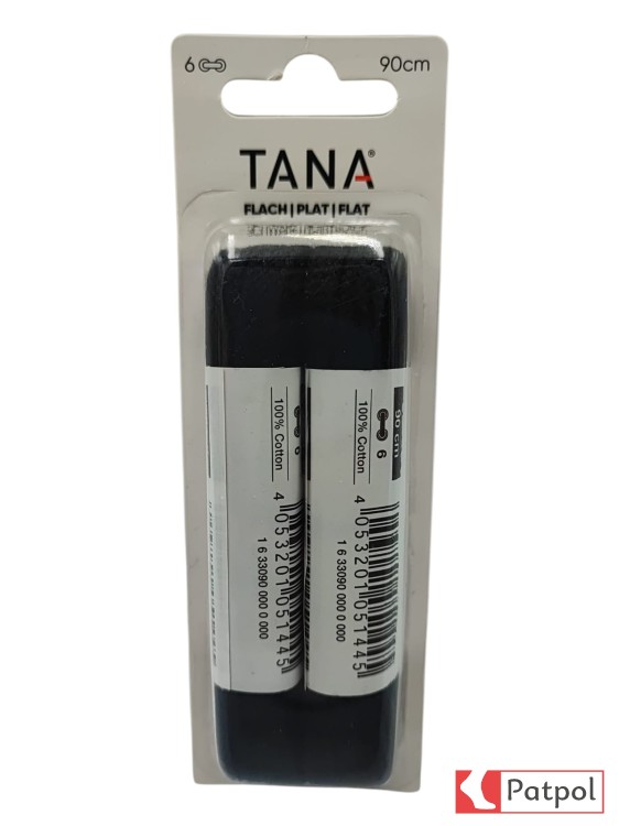 Sznurowadła TANA płaskie bawełniane 90 cm - czarne #1