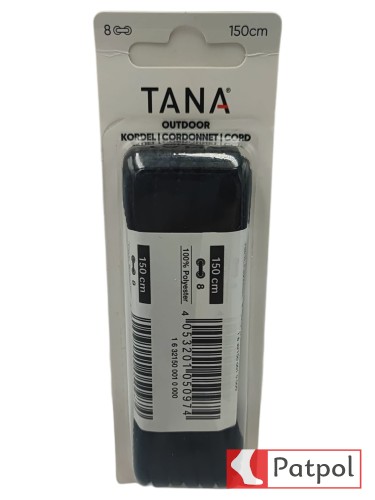 Sznurowadła TANA Cord poliestrowe 150 cm - czarne #1