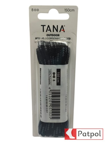Sznurowadła TANA Cord poliestrowe 150 cm - czarno-szare #1