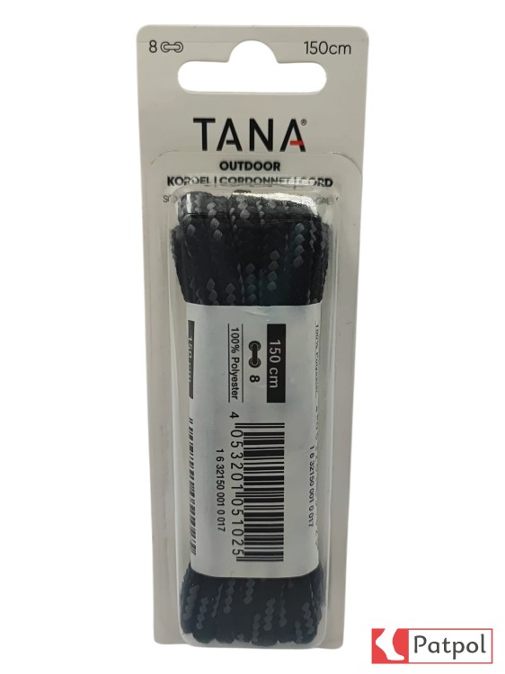 Sznurowadła TANA Cord poliestrowe 150 cm - czarno-szare #1