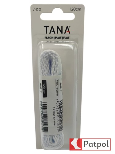 Sznurowadła TANA płaskie poliestrowe 120 cm - białe #1