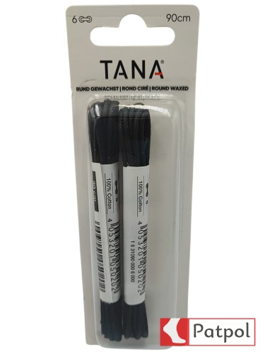 Sznurowadła TANA okrągłe bawełniano-woskowane 90 cm - czarne #1