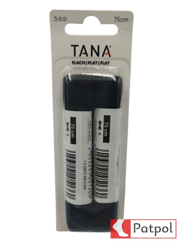 Sznurowadła TANA płaskie bawełniane 75 cm - czarne #1
