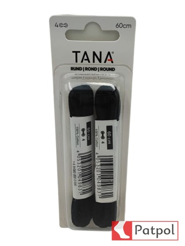 Sznurowadła TANA okrągłe bawełniane 60 cm - czarne #1