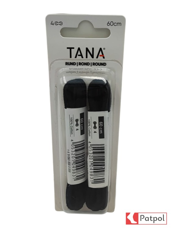 Sznurowadła TANA okrągłe bawełniane 60 cm - czarne #1